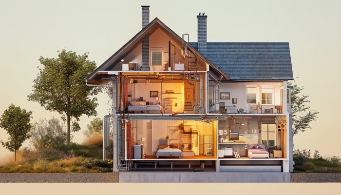 Querschnittsabbildung eines Hauses